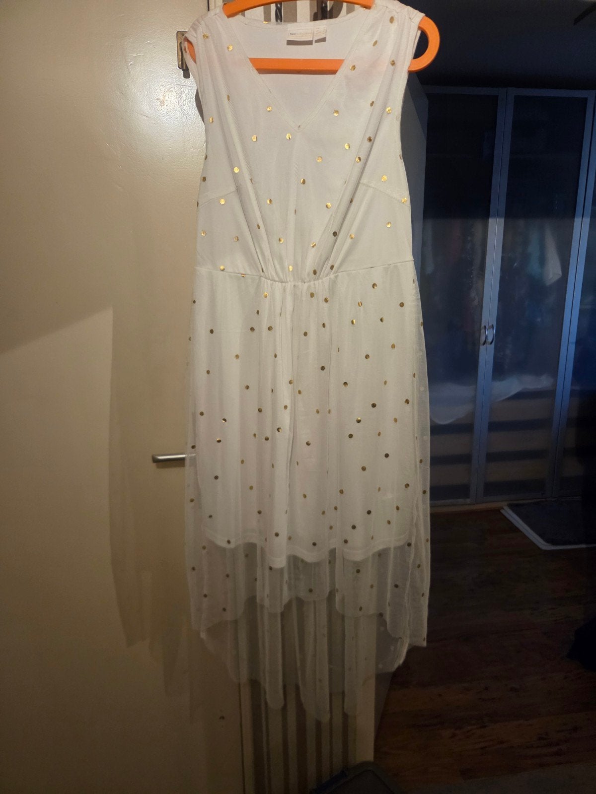 zomerjurk met tule rondlopend, Kleding | Dames, Wit, Maat 46/48 (XL) of groter, Ophalen of Verzenden, Zo goed als nieuw