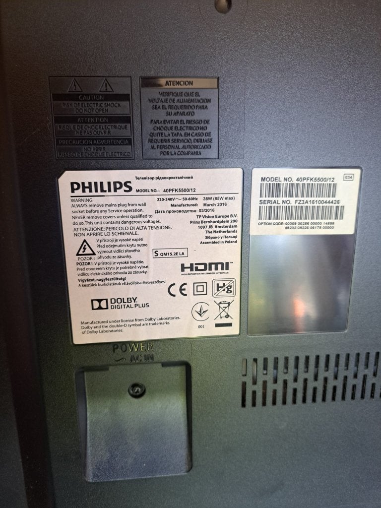 philips 40 inch met kapot scherm voor onderdelen, Ophalen, Philips, LED, 50 Hz