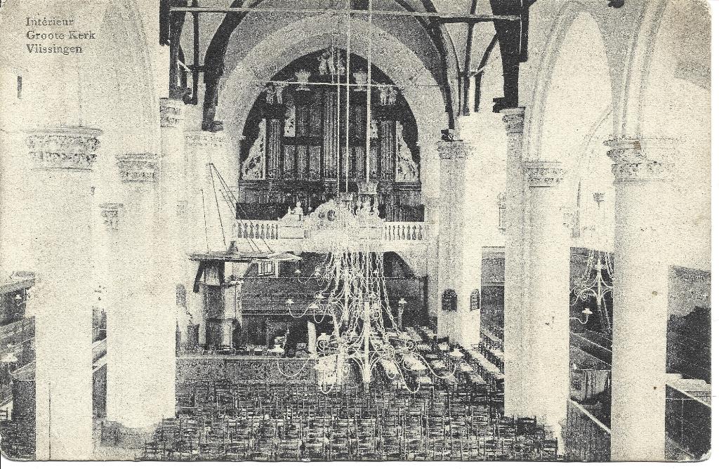 Vlissingen Jacobskerk interieur orgel, Ophalen of Verzenden, Voor 1920, Ongelopen, Zeeland