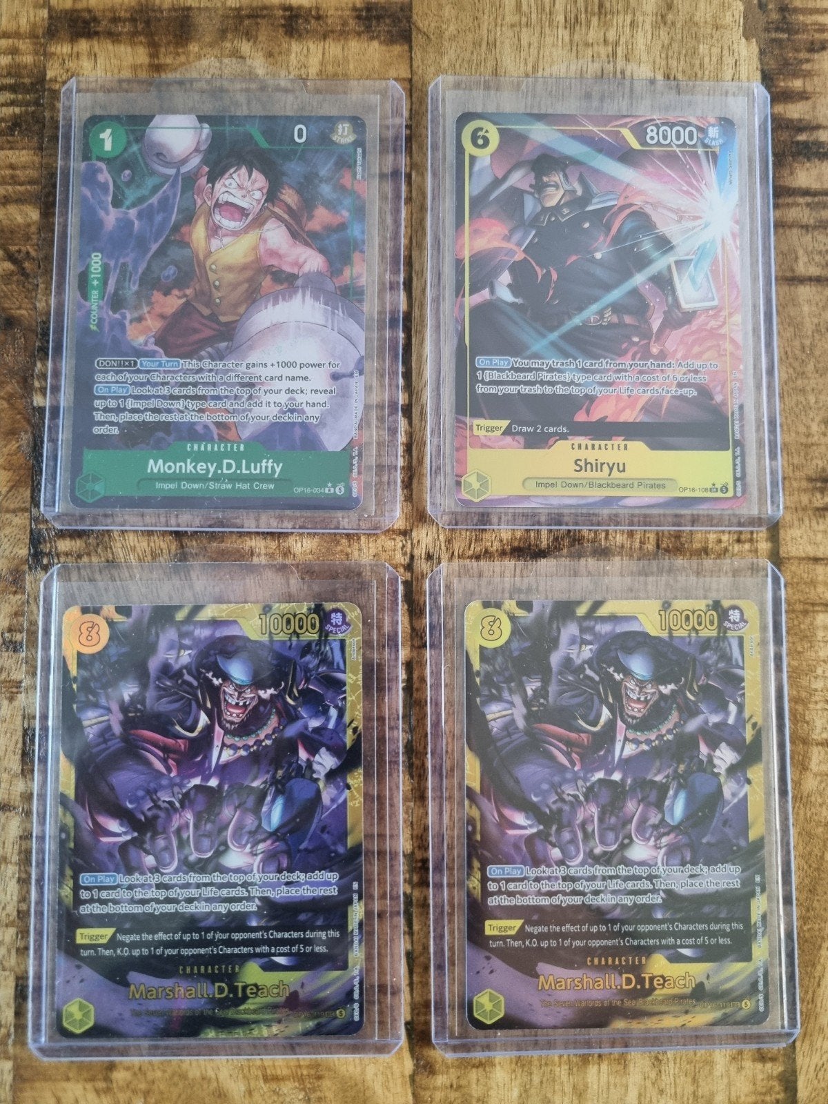 Monkey D. Luffy, Shiryu, Marshall D. Teach, Ophalen of Verzenden, Zo goed als nieuw, Meerdere kaarten
