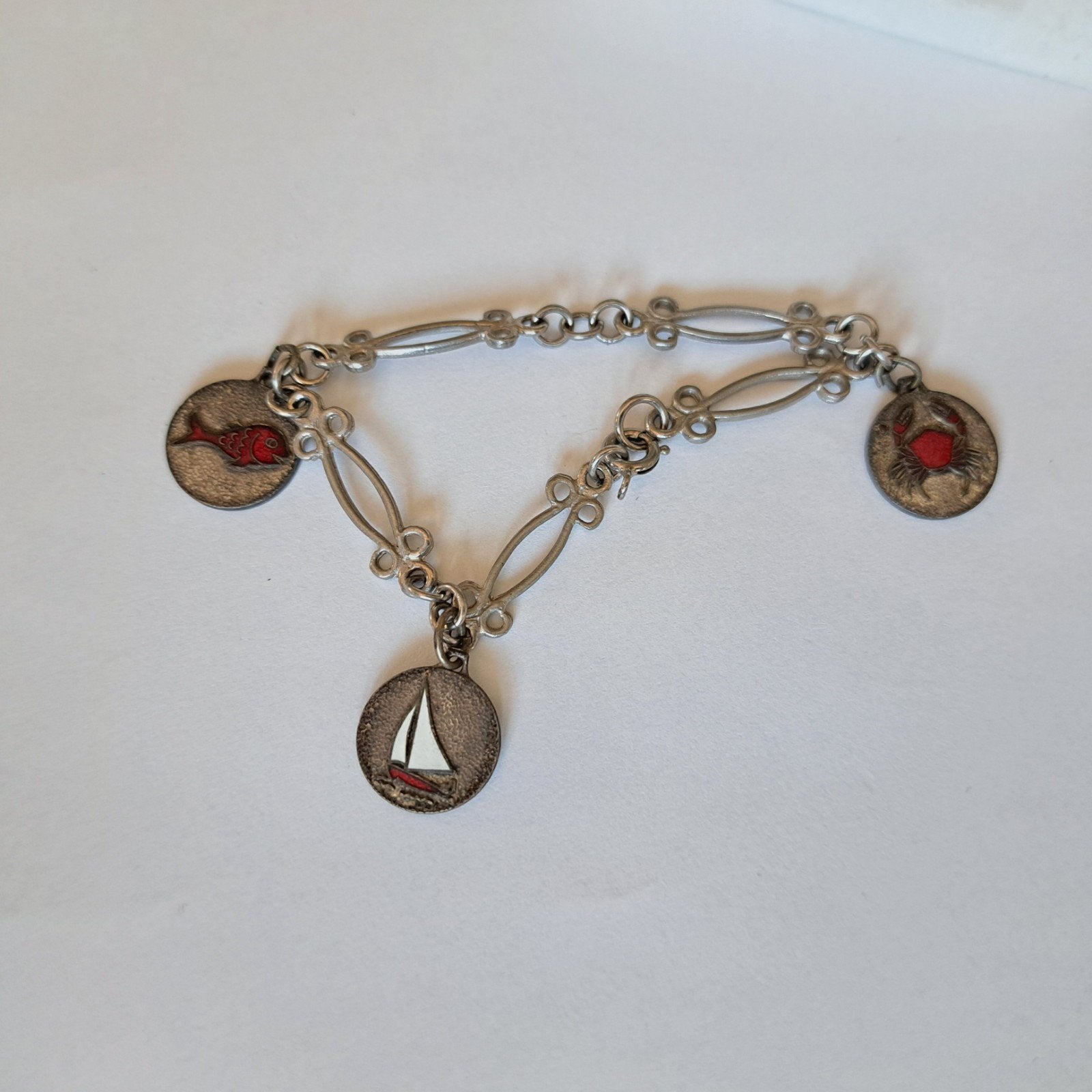 oude bedelarmband met emaille inleg bedels, Sieraden, Tassen en Uiterlijk, Antieke sieraden, Verzenden, Overige materialen, Armband