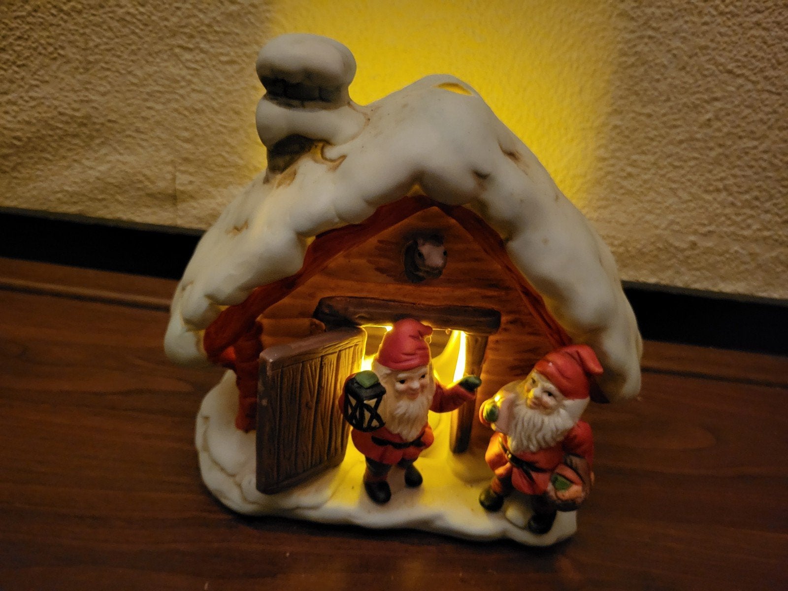 Windlicht met 2 kerstmannen., Diversen, Kerst, Ophalen of Verzenden, Zo goed als nieuw