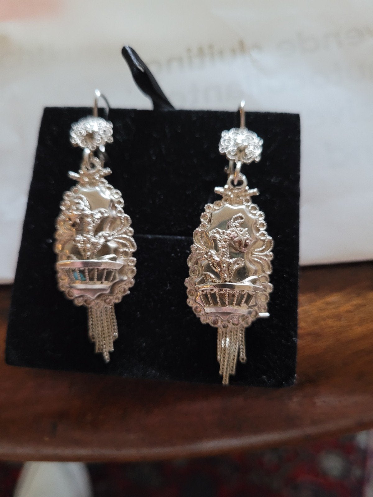 antieke oorhangers, Minder dan 4 cm, Ophalen of Verzenden, Zo goed als nieuw, Zilver