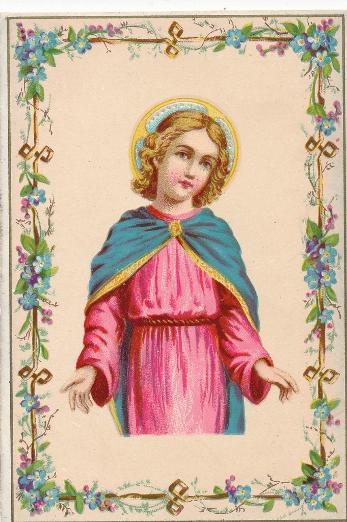 Prachtig oud devotieprentje van het Kind Jezus, Ophalen of Verzenden, Zo goed als nieuw, Kaart of Prent, Christendom | Katholiek