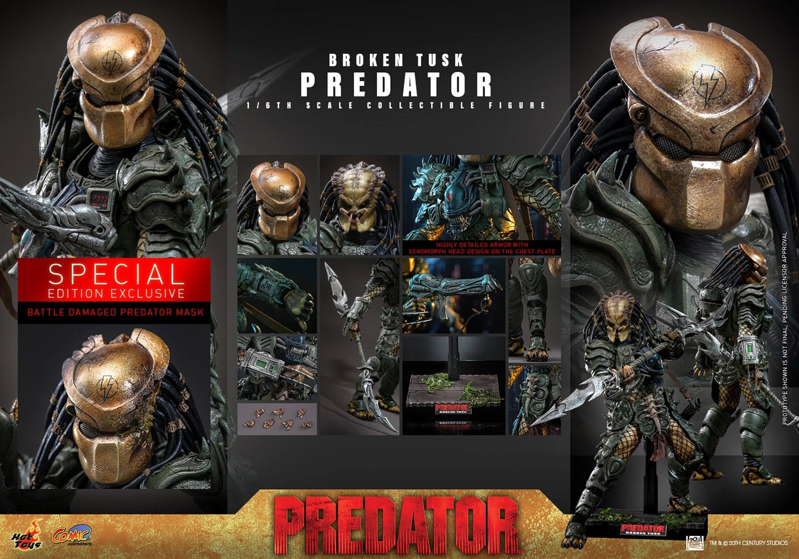 Nieuw! Hot Toys 1/6 CMS029B Predator Broken Tusk Deluxe, Ophalen of Verzenden, Nieuw, Film, Actiefiguur of Pop