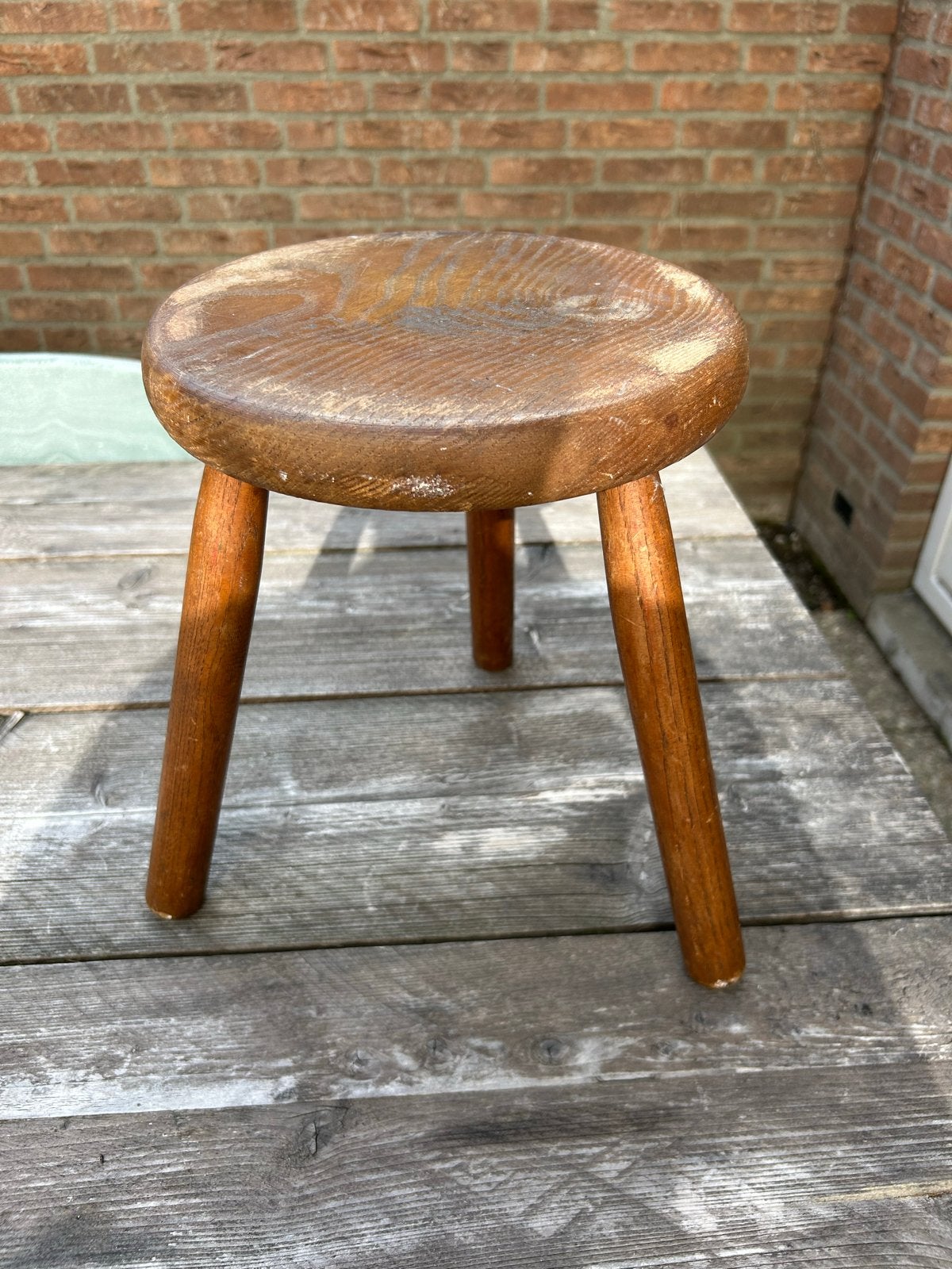 Vintage houten krukje - Gebruikt, Ophalen, Gebruikt, Bruin, Eén