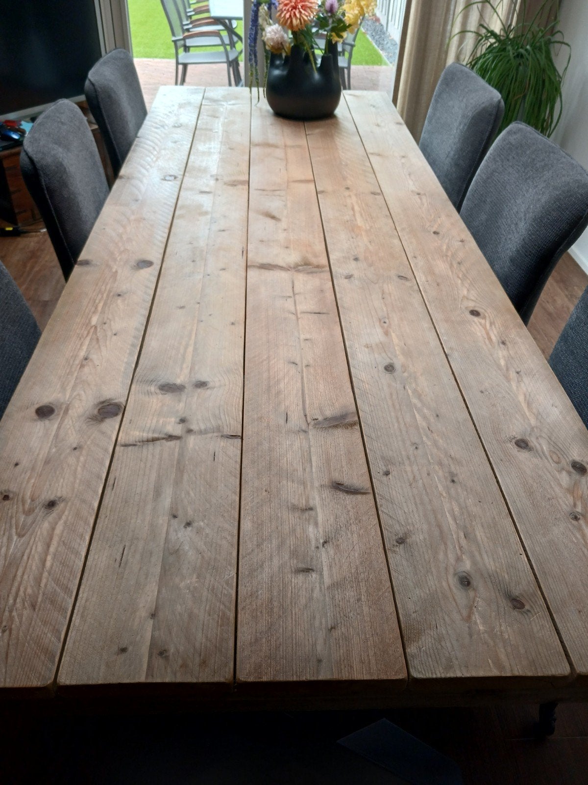 Steigerhout eettafel, Huis en Inrichting, Ophalen, Gebruikt, 200 cm of meer, 50 tot 100 cm