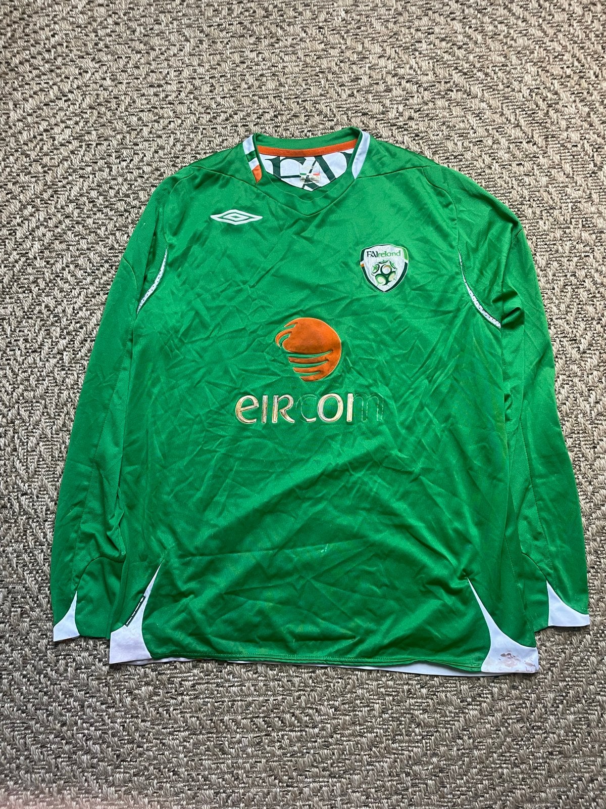Ierland Thuisshirt 2006-2008 Lange Mouwen XL Umbro Vintage, Verzenden, Maat 56/58 (XL), Voetbal, Gedragen