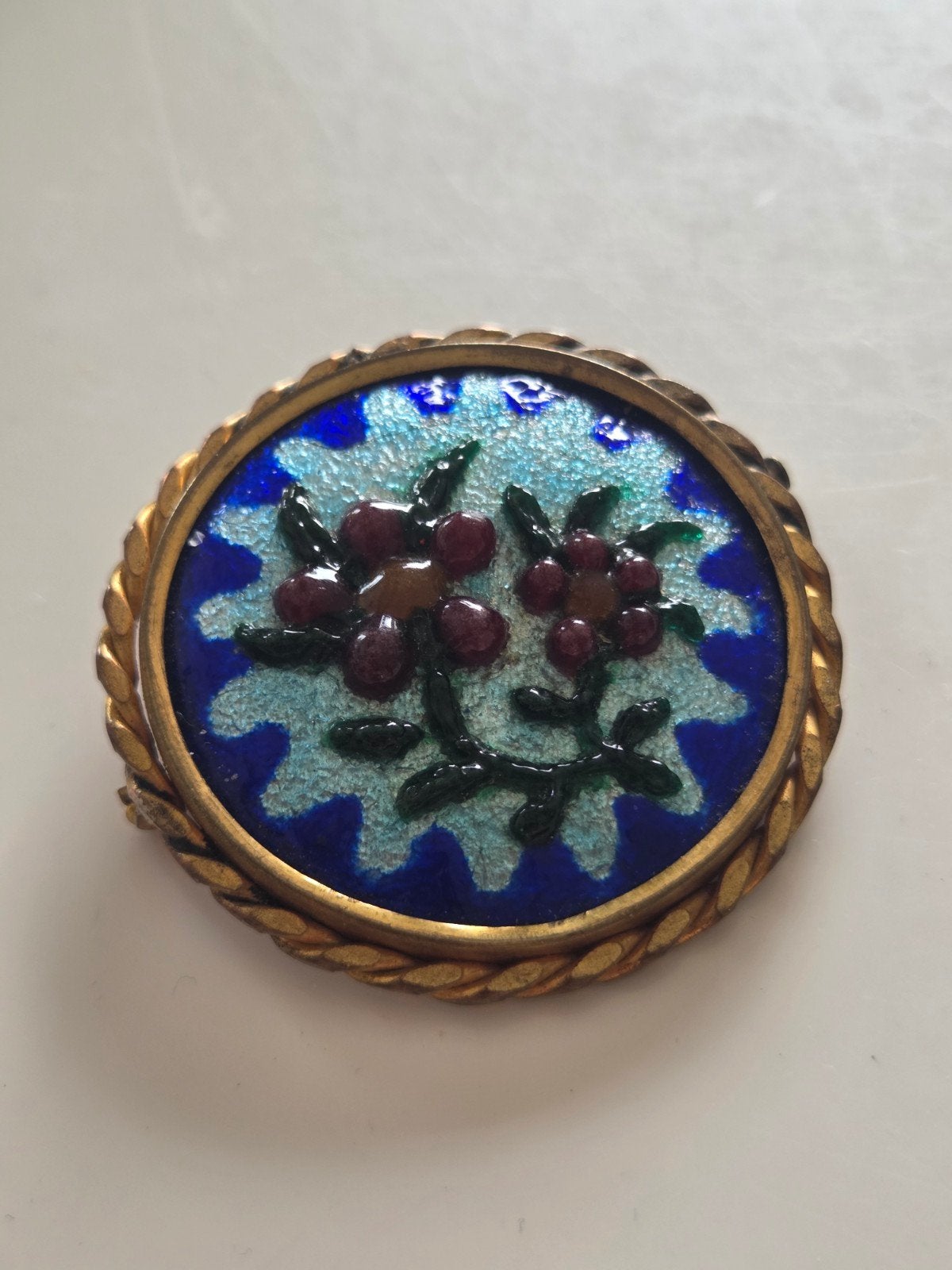 Vintage Limoges Broche met Bloemen Emaille, Antiek en Kunst, Ophalen of Verzenden
