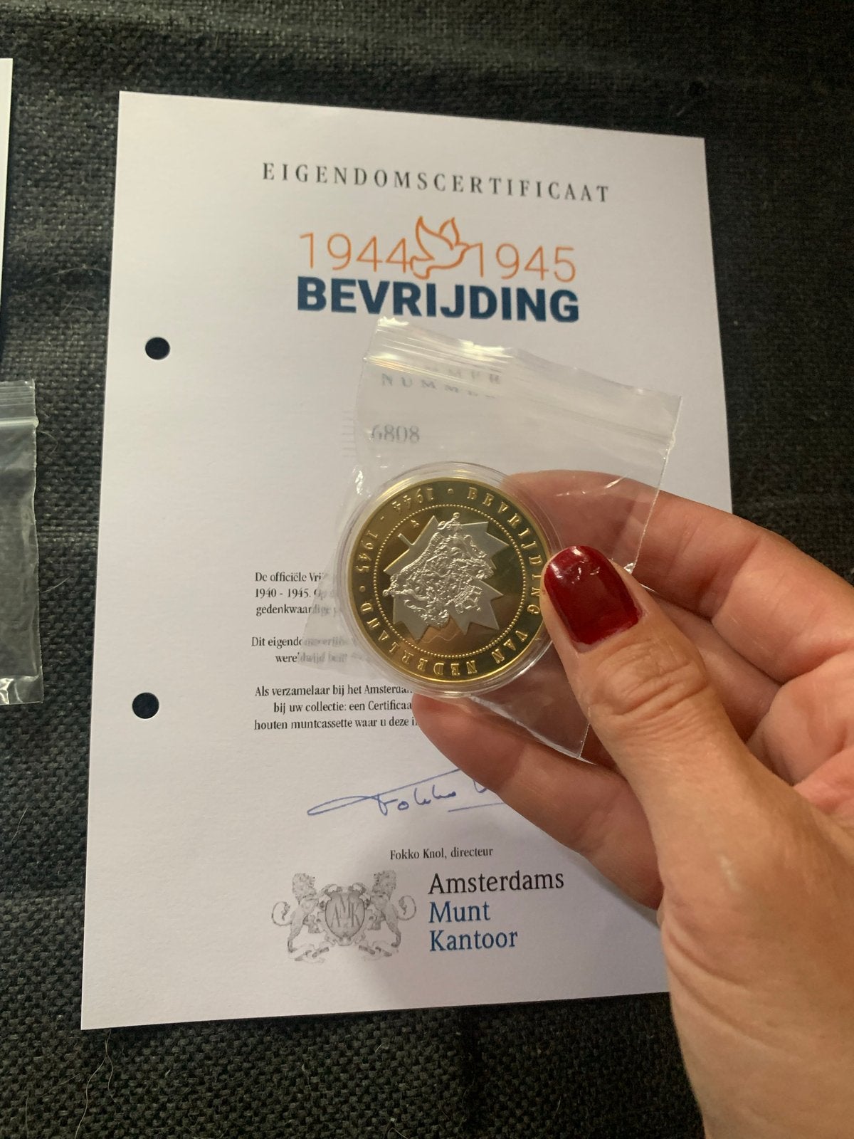 Herdenkingsmunt 1944-1945 Bevrijding D-Day, Koningin Wilhelmina, Losse munt, Goud, Overige waardes