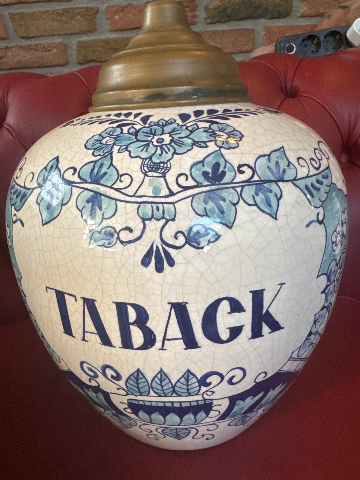 Antieke Delfts Blauw Tabakspot met Craquelé Glazuur, Antiek en Kunst, Ophalen of Verzenden