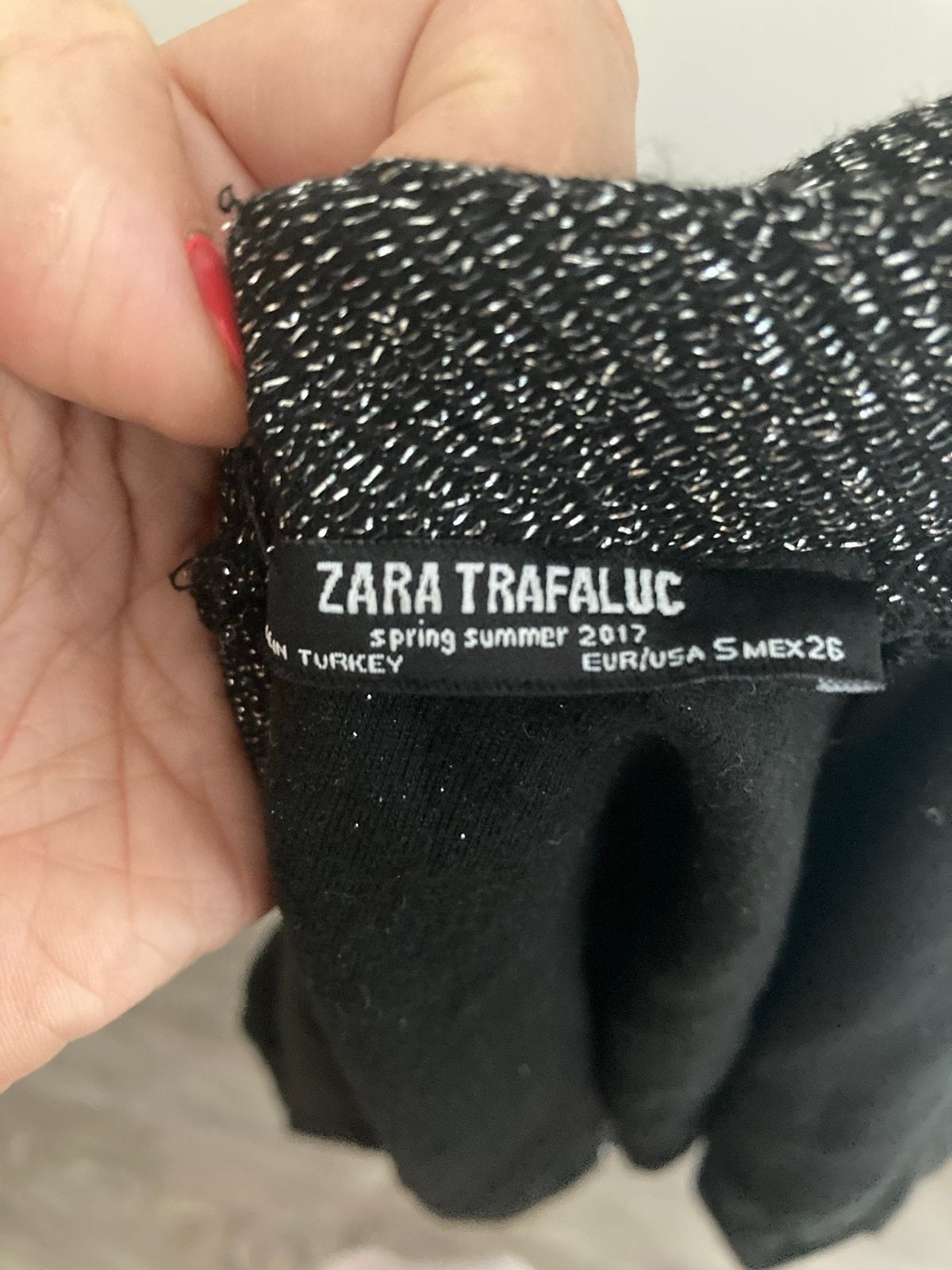 Zara Trafaluc Glitter Top Zwart/Zilver Maat S, Ophalen, Zwart, Zo goed als nieuw, Maat 36 (S)