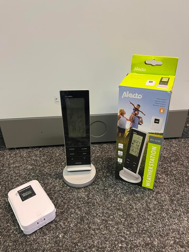 Alecto Weerstation WS-1150 met draadloze sensor Zwart/Zilver, Audio, Tv en Foto, Weerstations en Barometers, Nieuw, Ophalen of Verzenden