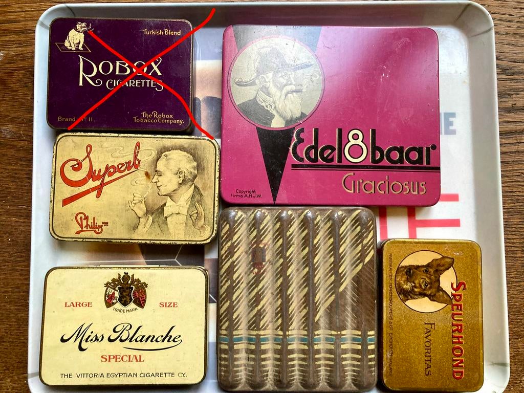 ‼️Vintage sigarenblikjes - Diverse merken en designs, Ophalen of Verzenden, Gebruikt, Tabaksdoos of Verpakking