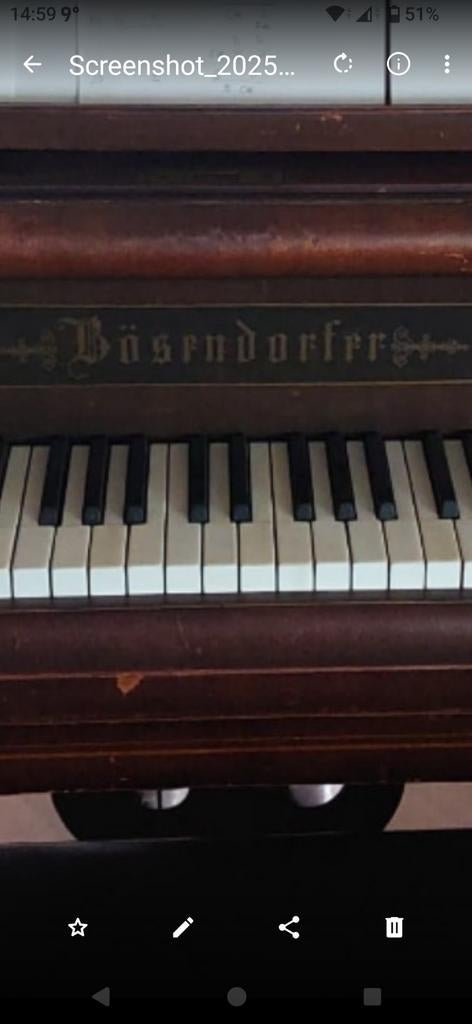 Bosendorfer vleugel uit 1880 lengte 170 cm notenhout, Muziek en Instrumenten, Piano's, Ophalen, Gebruikt, Bruin, Vleugel