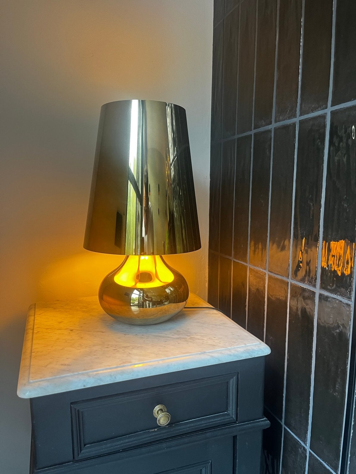 Set van 2 Kartell Cindy tafellampen - Goudkleurig, Huis en Inrichting, Kunststof, Gebruikt, Overige merken, Goud