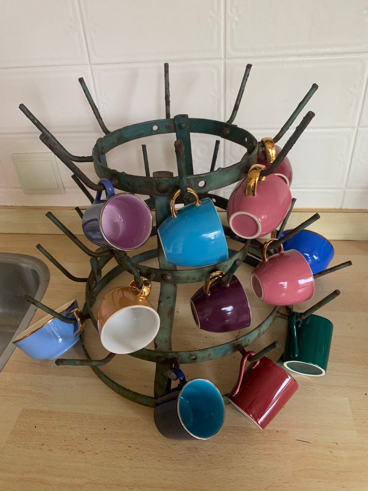 Frans flessenrek/ druiprek/ kopjes rek. 45 euro, Antiek en Kunst, Curiosa en Brocante, Ophalen of Verzenden