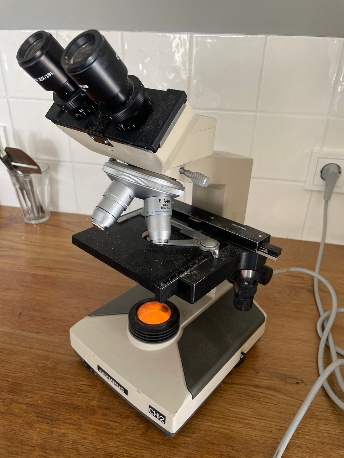 Olympus CH-2 Biologische Microscoop met Kruistafel, Audio, Tv en Foto, Ophalen of Verzenden, Gebruikt, 400x tot 1000x, Biologische microscoop