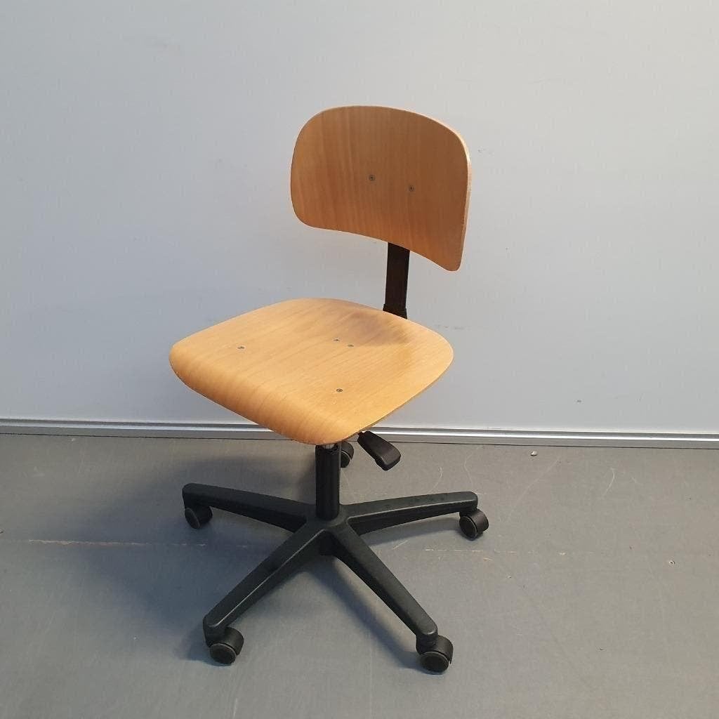 Labkoo houten werkstoel burostoel verrijdbaar hout, Ophalen, Gebruikt, Zwart, X