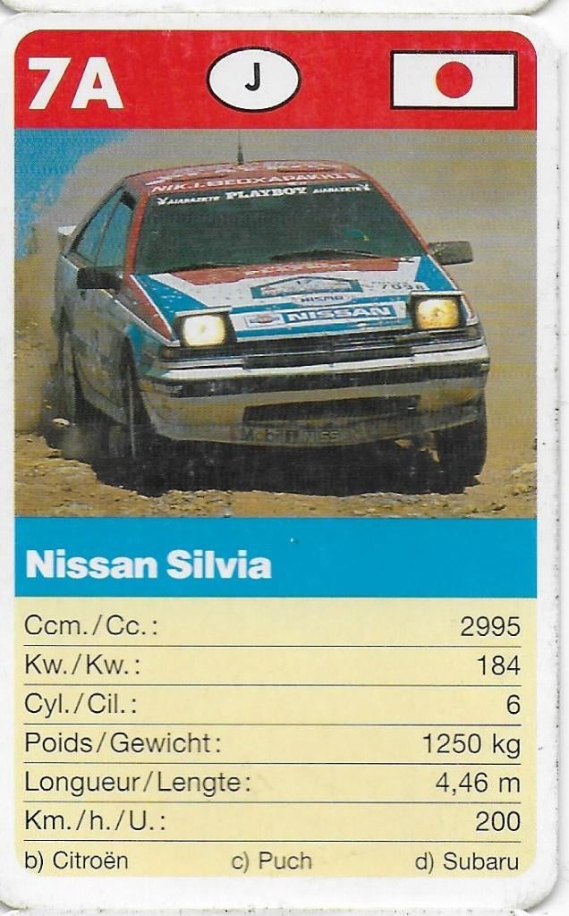 R87 autokaartje 7a nissan silvia, Verzenden, Zo goed als nieuw, Auto's