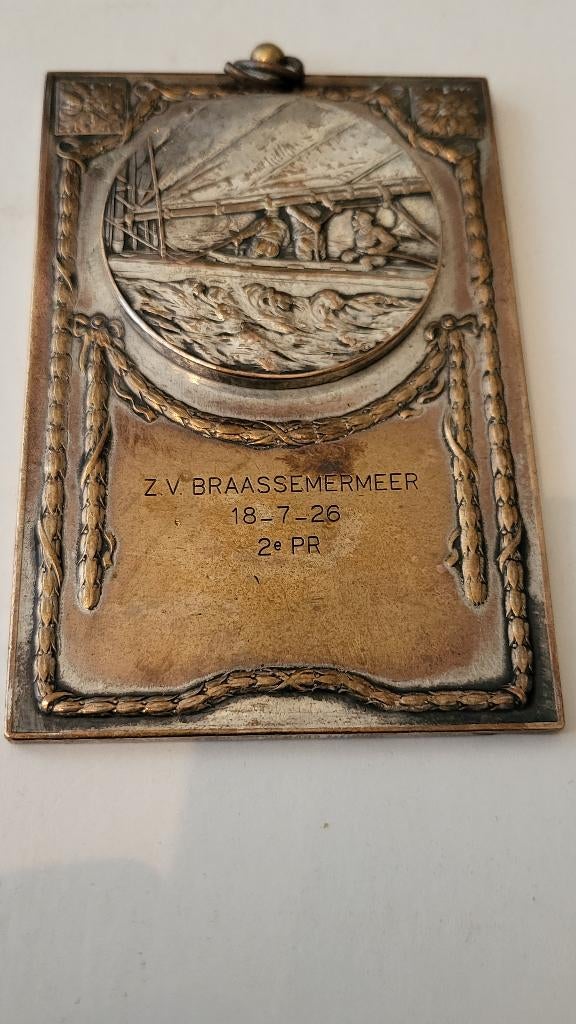 Plaquette / medaille Zeilvereniging Braassemermeer - 1926, Ophalen of Verzenden, Overige materialen, Nederland