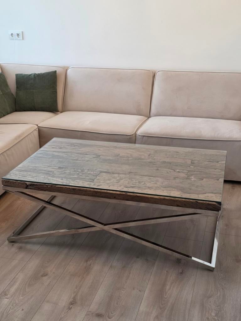 Salontafel Rixos met Glasplaat, Huis en Inrichting, Ophalen, 100 tot 150 cm, 50 tot 100 cm, Zo goed als nieuw