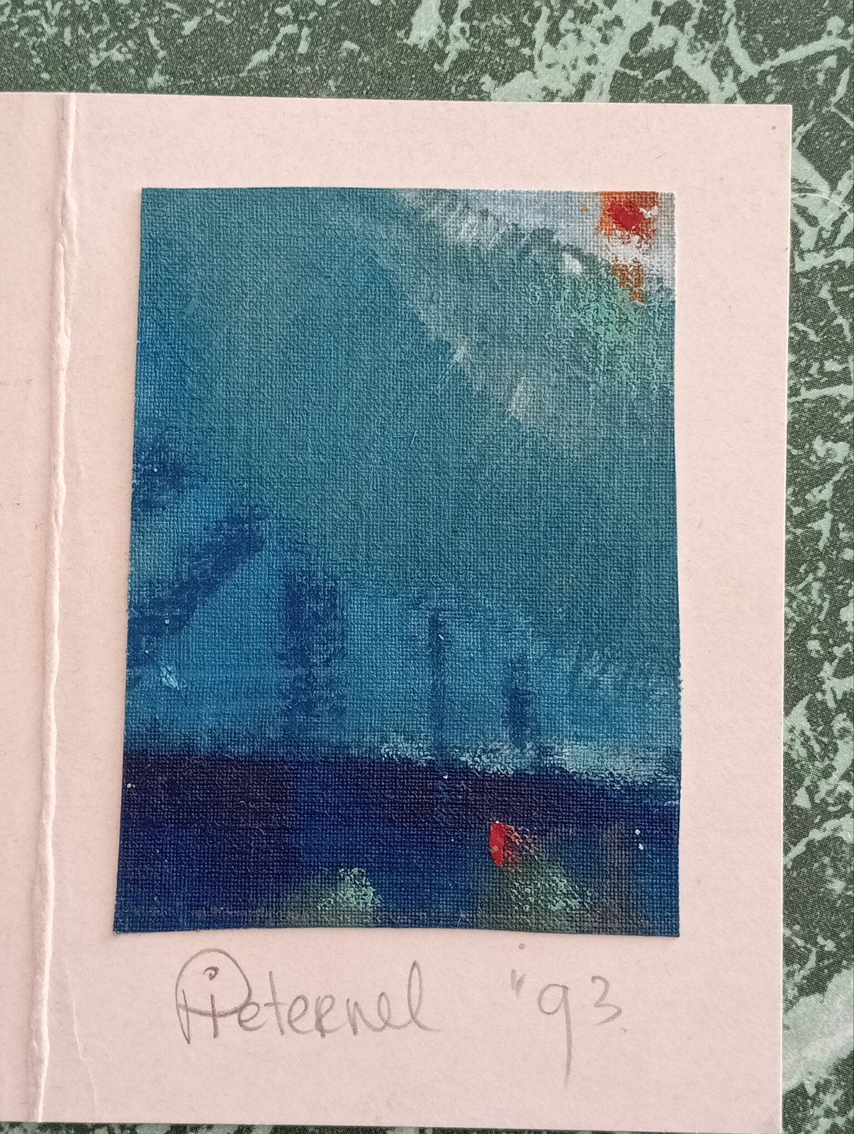 Pieternel '93 Nieuwjaarsgroet Gouache abstract, Ophalen of Verzenden