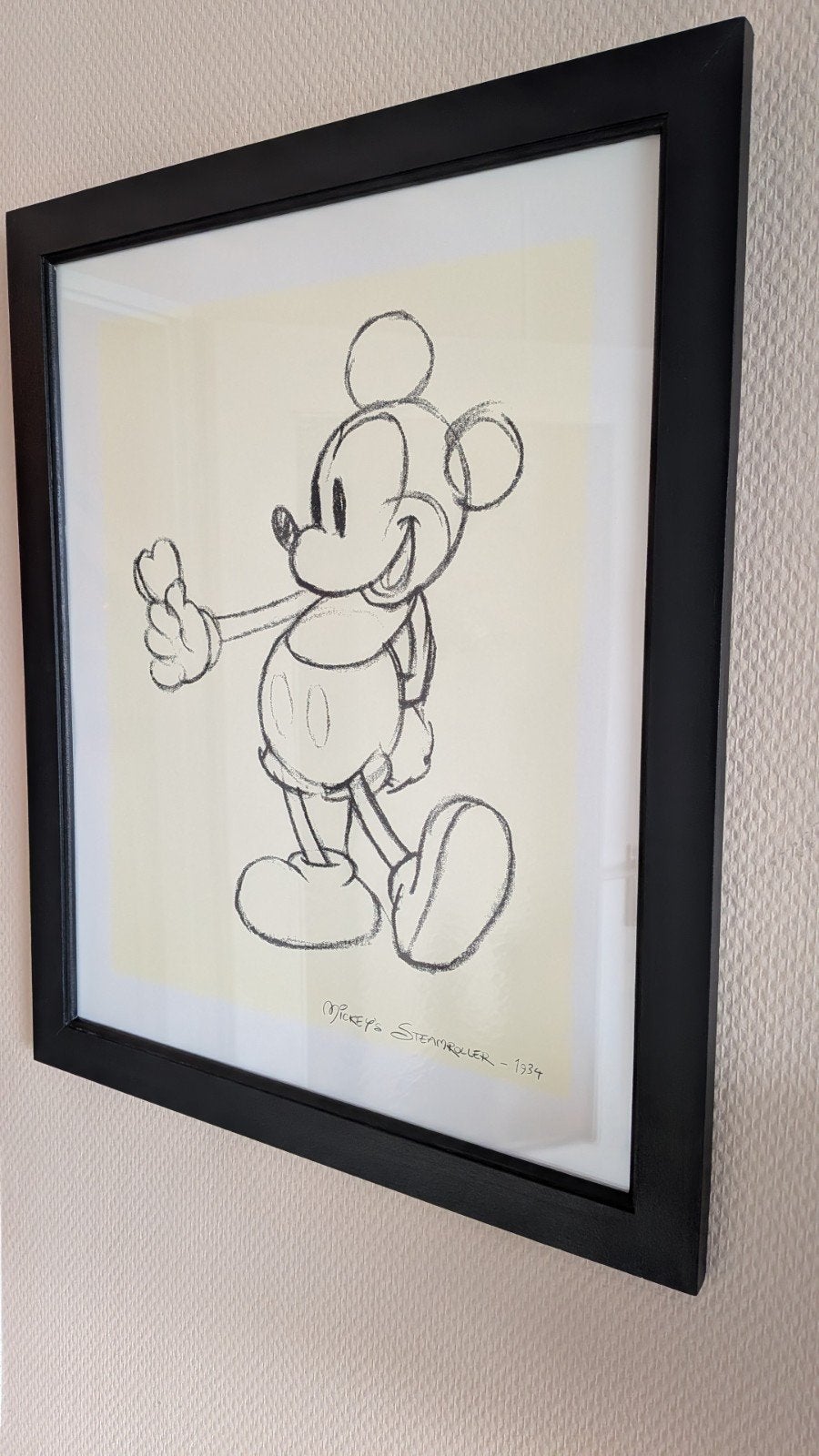Vintage IKEA Disney poster - Mickey's Steamroller (1934), Ophalen, 55 cm, Achter glas, Zwart