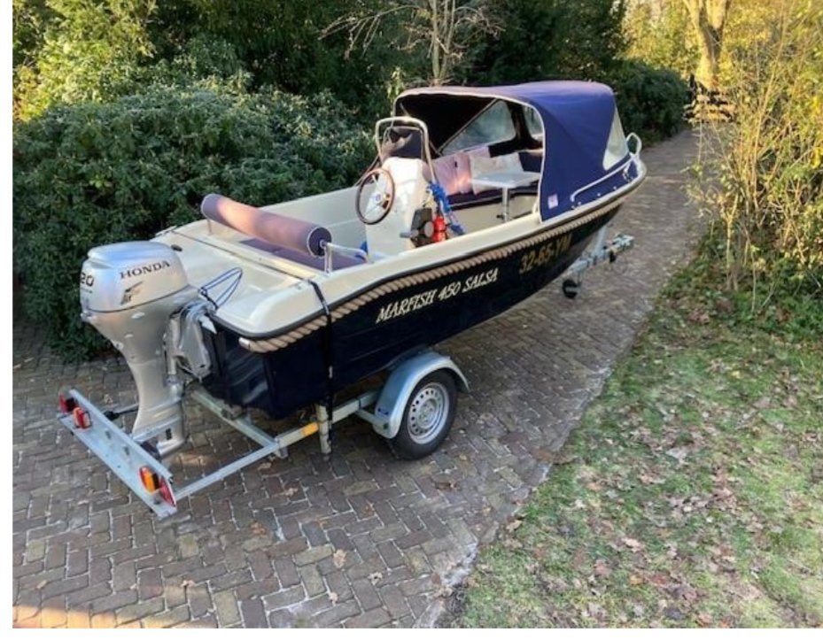 Sloep Marfish 450 Salsa met 20pk Honda motor en trailer, Watersport en Boten, 5 m, Buiskap, 2 m, 20 pk