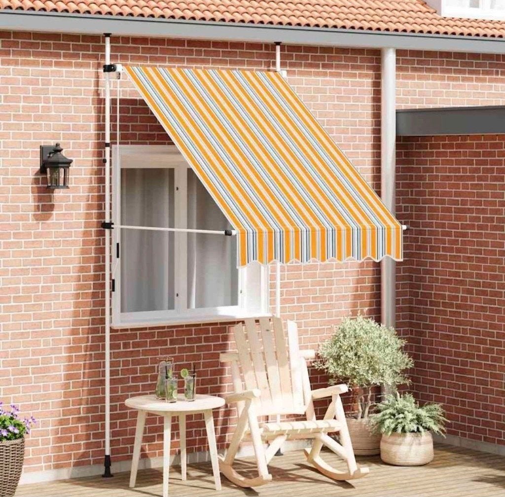 Zonnescherm Vida XL geel blauw gestreept 150cm, Ophalen, Nieuw, Minder dan 250 cm, 150 tot 300 cm