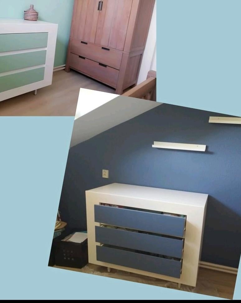 Kidsmill commode met 3 laden - Wit met blauw front, Kinderen en Baby's, Kinderkamer | Commodes en Kasten, Ophalen, Gebruikt, Voetruimte