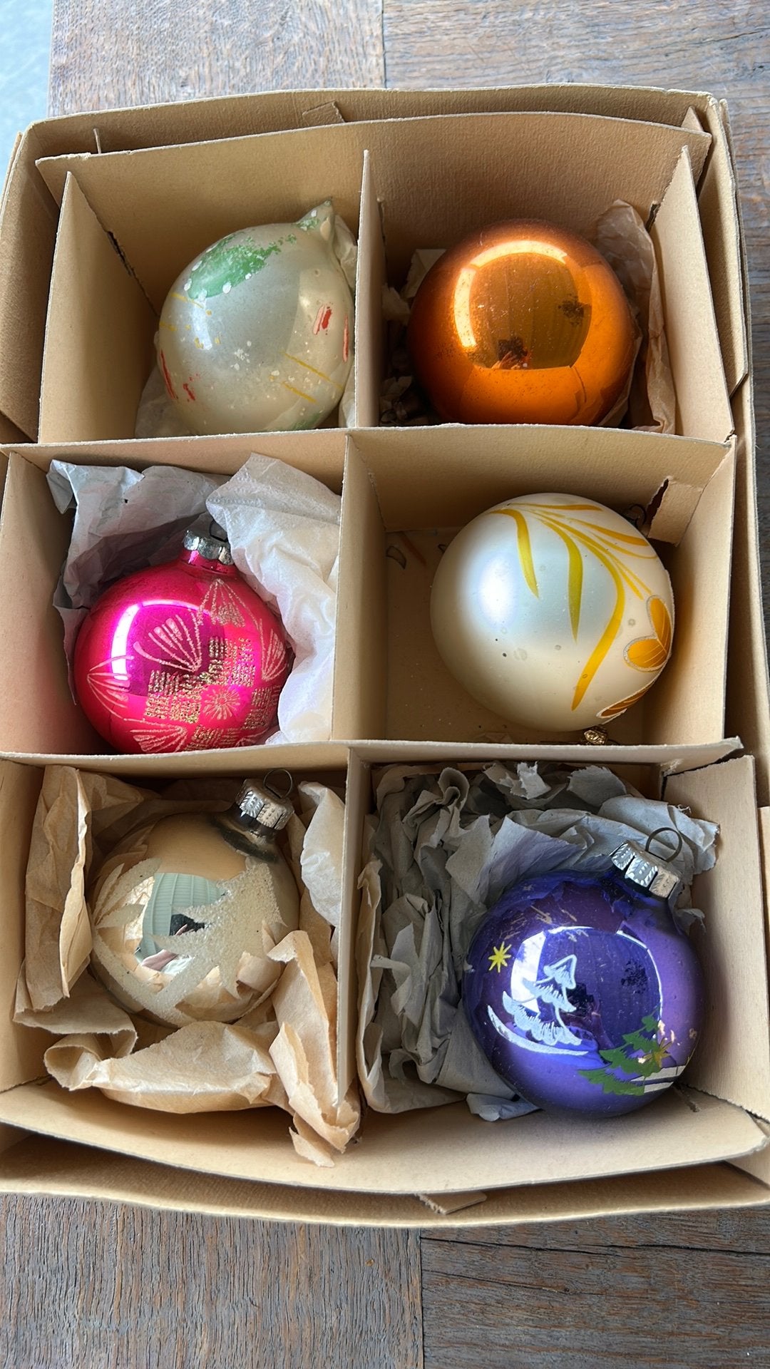 Zes oude kerstballen, Ophalen of Verzenden, Zo goed als nieuw