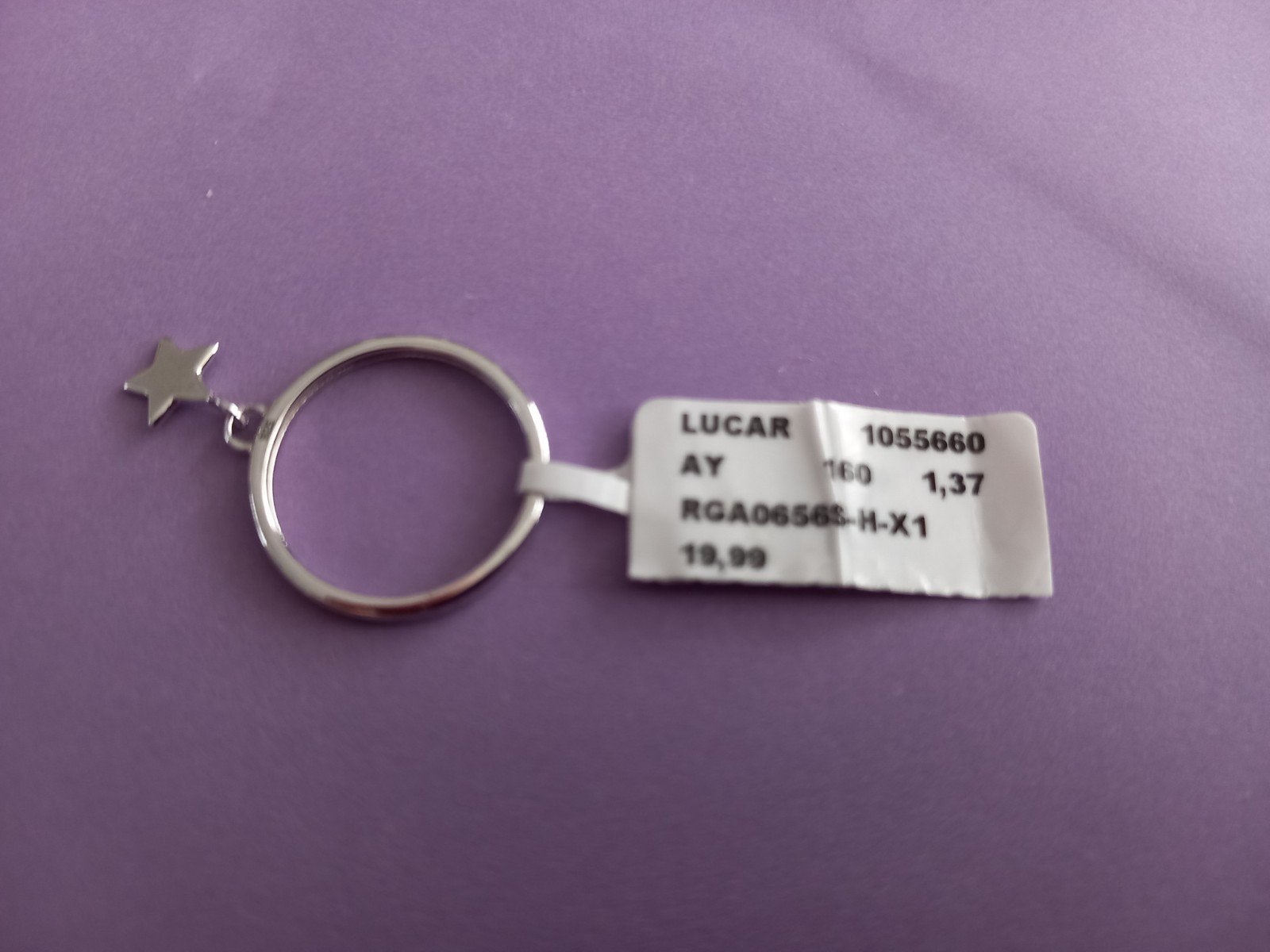 LUCARDI ring met ster bedel, 1,6cm , kettinghanger, nieuw!, IJzer of Staal, Nieuw, Ophalen of Verzenden, Dame of Heer