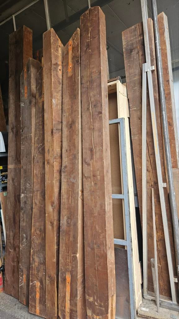 Partij oude kerk balken +/-16st tussen 3 en 3,6m lang, Doe-het-zelf en Verbouw, Hout en Planken, Ophalen, Gebruikt, Eiken, Balk