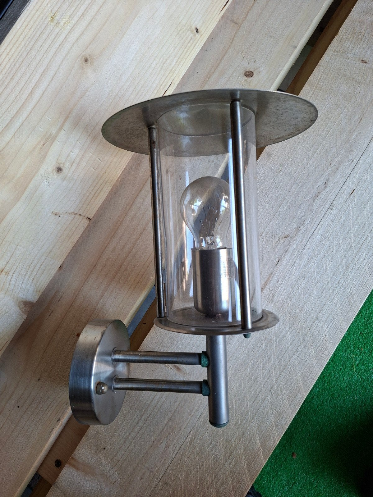Buiten wandlamp RVS met glas, klassieke stijl, Ophalen, Gebruikt, Geschikt voor buiten, Buitenlamp