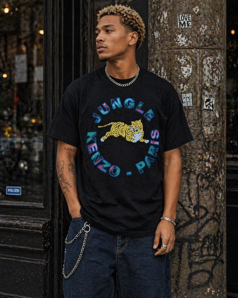 H&M x Kenzo tiger t-shirt | M, Zwart, Ophalen of Verzenden, Zo goed als nieuw, Kenzo