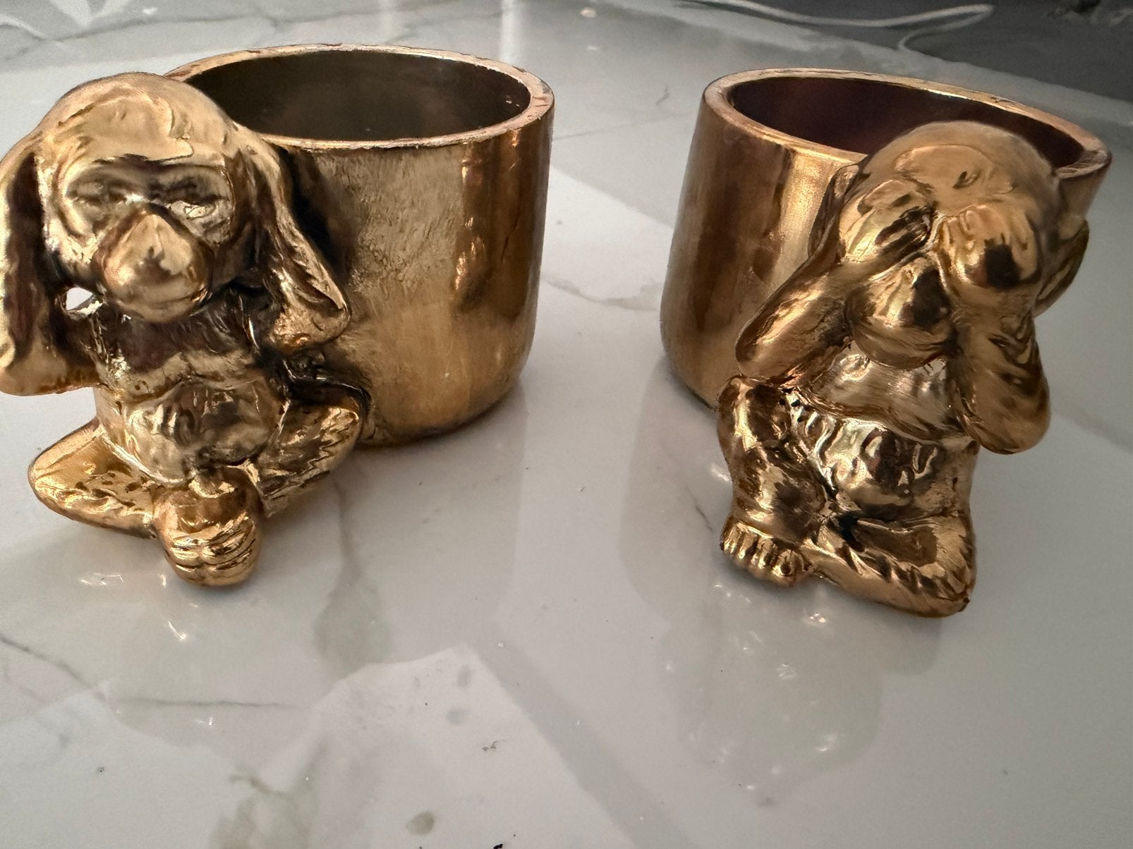 Set van 2 gouden decoratieve beelden, Ophalen of Verzenden, Zo goed als nieuw, Goud, Dame