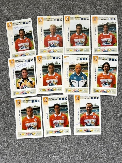 11x voetbal Spelerskaarten RBC Roosendaal 98-99 handtekening, Verzenden, Gebruikt, Buitenlandse clubs, Spelerskaart