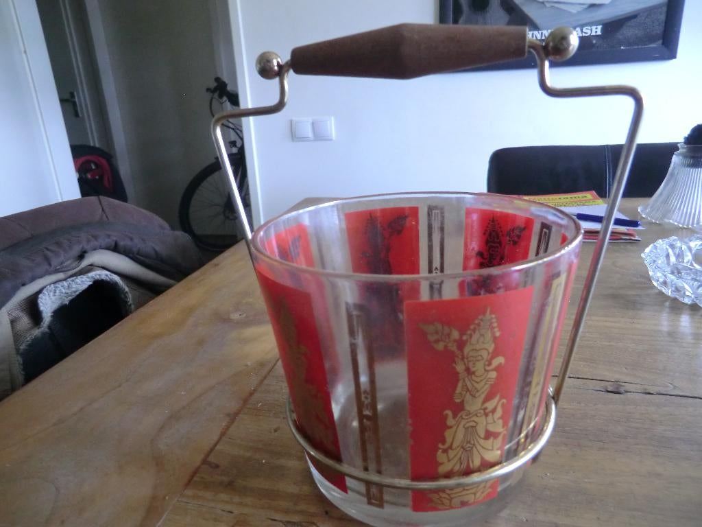 ijsemmer icebucket culver thais dancers jaren 60, Ophalen of Verzenden, Zo goed als nieuw, Glas, Rood