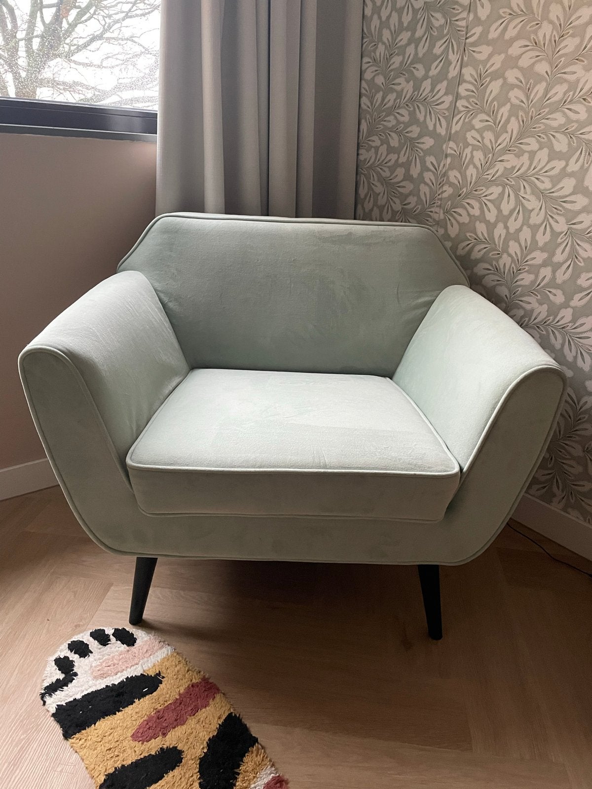 Woood fauteuil - H 75, B 92, D 81 - Goede staat, Huis en Inrichting, Ophalen of Verzenden, Gebruikt, Stof, 75 tot 100 cm