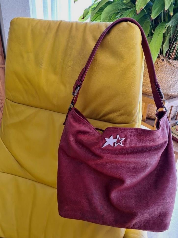 FABIENNE CHAPOT RODE LEREN TAS, Verzenden, Zo goed als nieuw, Rood, Leer