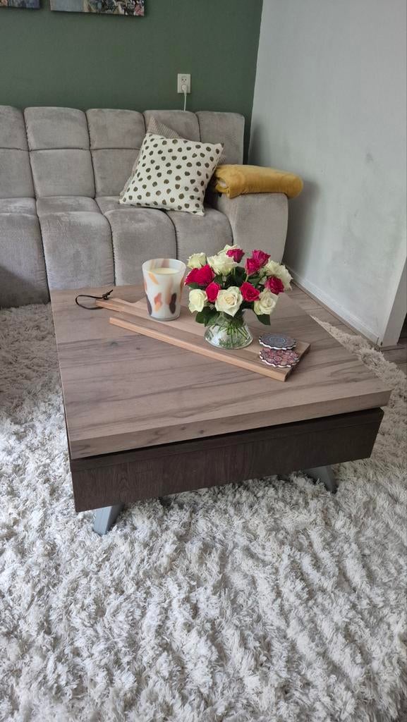 Luxe design salontafel met draaibaar blad – uitschuifbaar, Ophalen, 100 tot 150 cm, 50 tot 100 cm, Zo goed als nieuw
