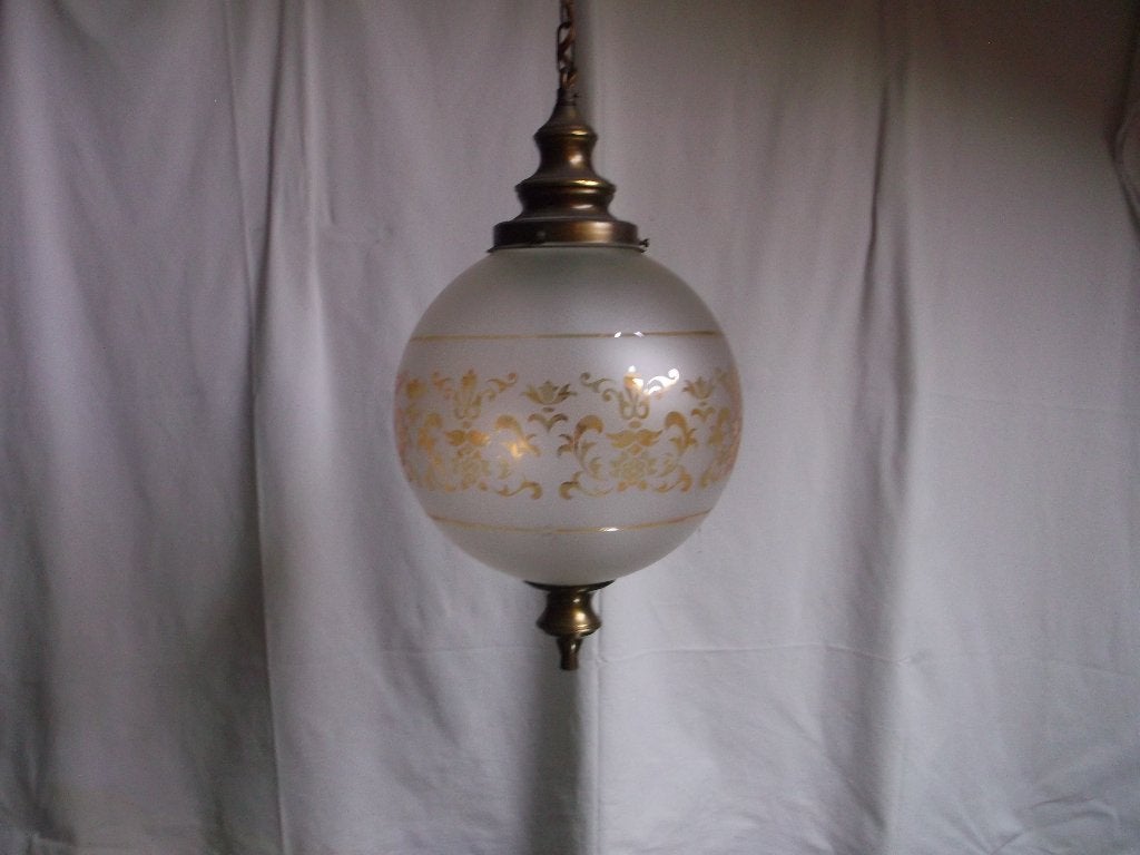 Mooie glazen bol lamp, Ophalen of Verzenden, Zo goed als nieuw, Glas, E27 (groot)