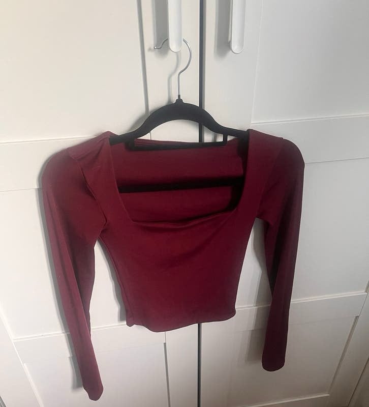 Rode top met lange mouwen - Maat XS, Ophalen of Verzenden, Zo goed als nieuw, Lange mouw, Maat 34 (XS) of kleiner