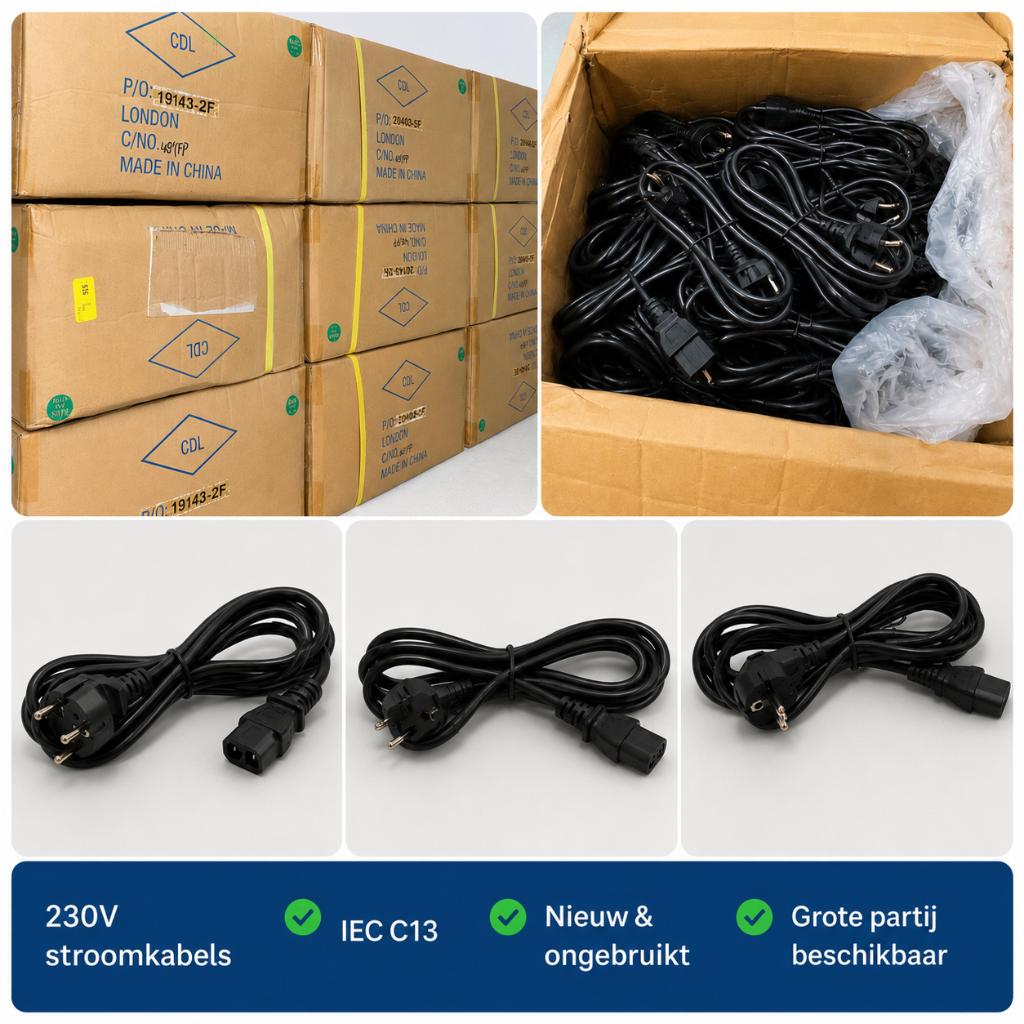 1000x Nieuwe C13 Stroomkabels 1,8M – Bulkpartij IT Handel, Ophalen of Verzenden, Nieuw