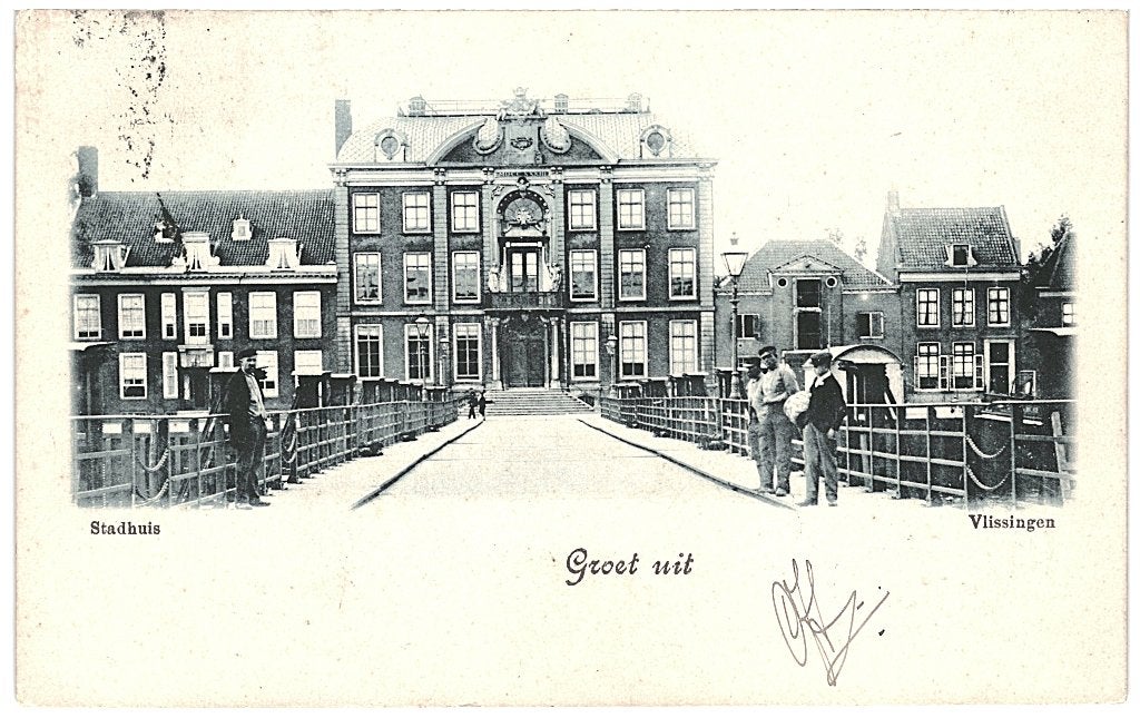 700333	Vlissingen	Stadhuis	1905	Gelopen met zegel, Ophalen of Verzenden, Voor 1920, Gelopen, Zeeland