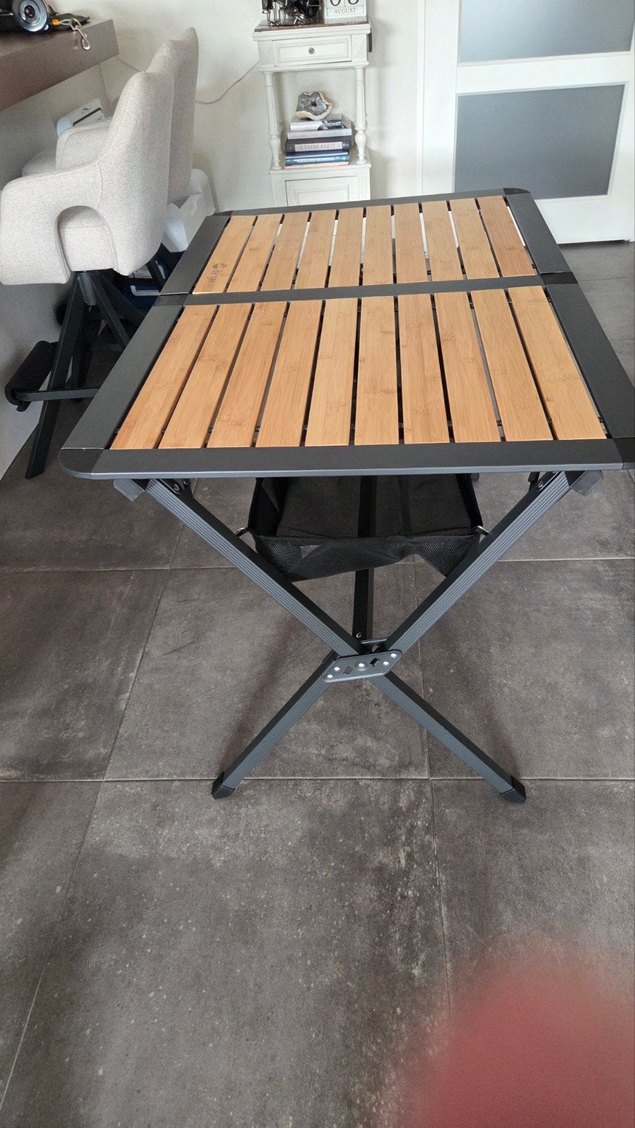 Berger Campingtafel Bamboe - Opvouwbaar en Compact, Caravans en Kamperen, Ophalen, Zo goed als nieuw, Campingtafel