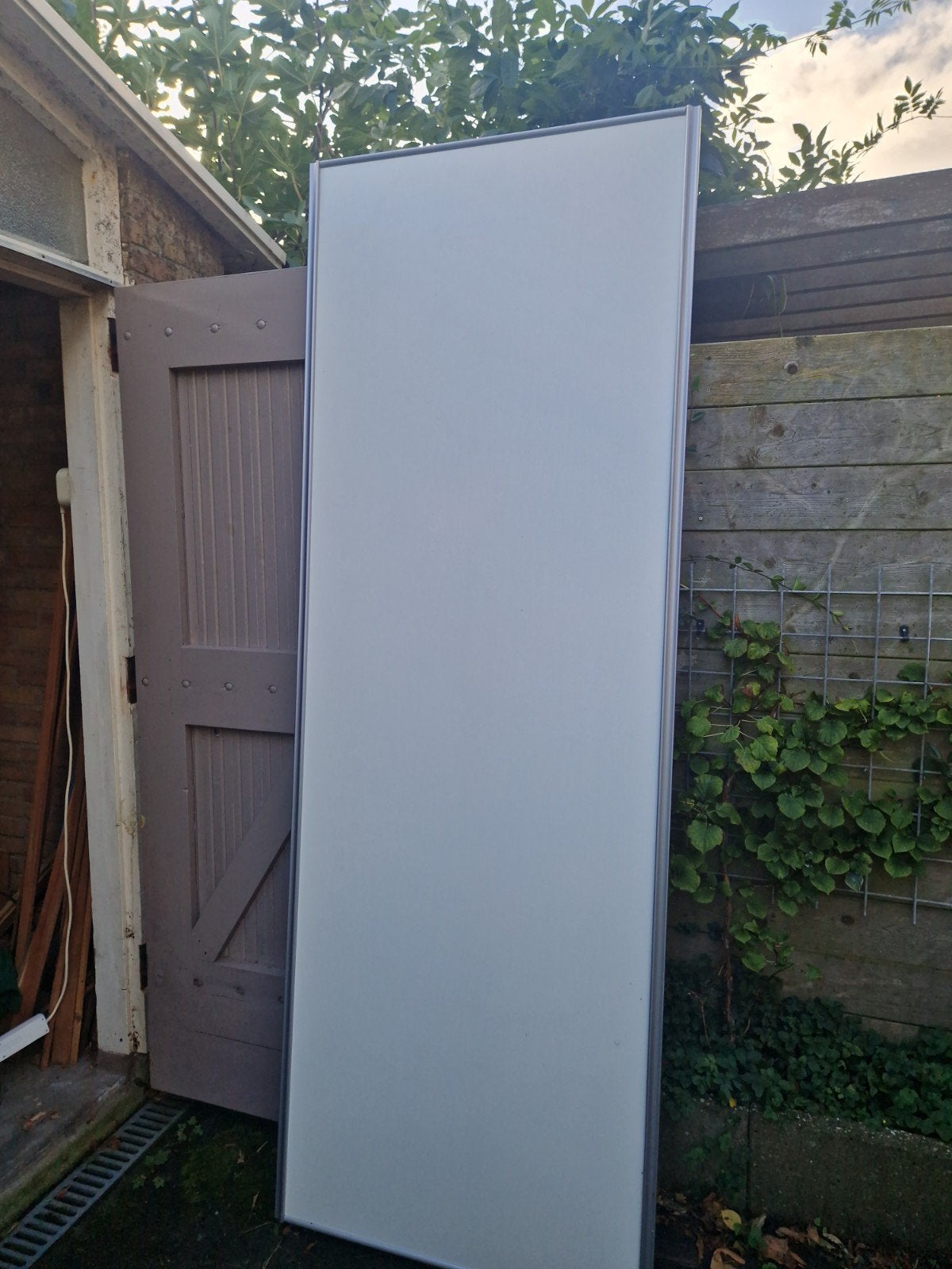 2x Wit schuifdeurpaneel met aluminium frame (80x125,5 cm), Ophalen, Gebruikt, 80 tot 100 cm, Binnendeur