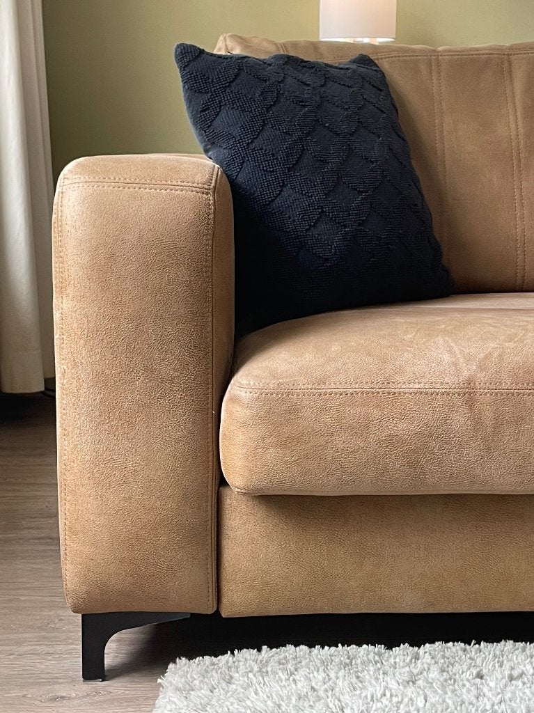 luxe diepe UrbanSofa designer Giorno bank, in optimale staat, Ophalen, Modern, minimalistisch, Arizona Pepper taupe, Manhattan stiksel