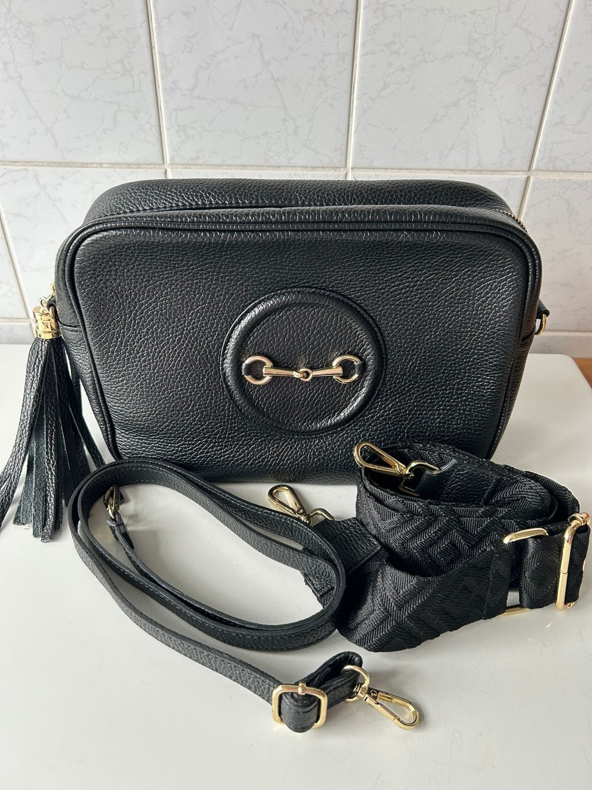 Borse in Pelle Leren Tas Nieuw Zwart, Ophalen of Verzenden, Nieuw, Zwart, Schoudertasje